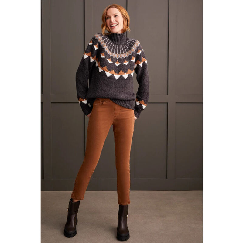 Tribal Mock Neck Intarsia Sweater Womens image number 0
